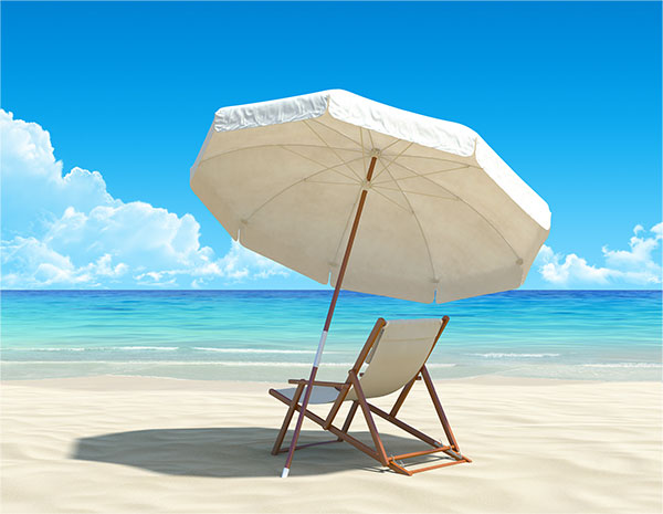 chair and umbrella on the beach
